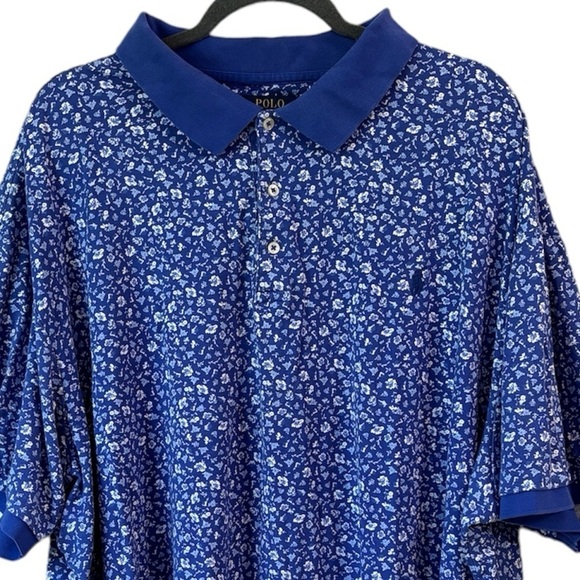 Polo Ralph Lauren Floral Short Sleeve Classic Golf Shirt Blue Multi Men's 4XB - Picture 1 of 11